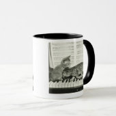 Twee kitten op pianokaart (B&W) Mok (Voorkant rechts)