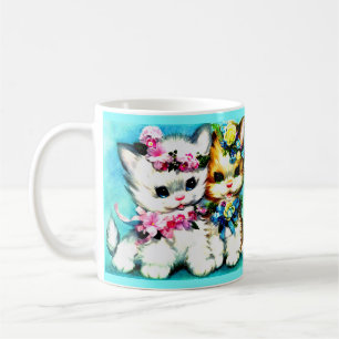 twee kittens en veel bloemen koffiemok