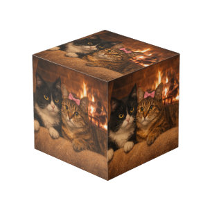 Twee Kittens in een Kartonnen Doos Aangepaste Foto Kubus