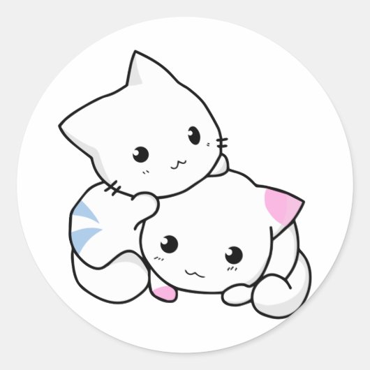Twee Kittens Ronde Sticker (Voorkant)