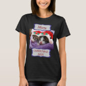 Twee Kittens Santa Hats Merry Kerstmis 20XX Weemen T-shirt (Voorkant)