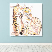 Twee klassieke bengalen Waterverf Canvas Afdruk (Insitu (Houten vloer))