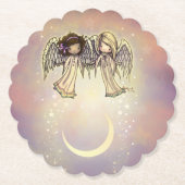 Twee kleine Angels op een Twinking Night Art Kartonnen Onderzetters (Voorkant)