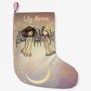 Twee kleine Angels op een Twinking Night Art Kleine Kerstsok