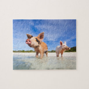 Twee kleine biggen legpuzzel