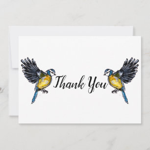 Twee kleine blauwe vogels bedankkaart