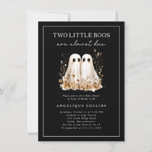 Twee kleine Boos Schattige Ghosts Wildflower Baby  Kaart