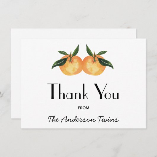 Twee kleine cuties tweeling Baby shower dank u Bedankkaart (Voorkant / Achterkant)