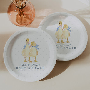 Twee Kleine Eendjes Klassieke Tweeling Jongens Bab Papieren Bordje