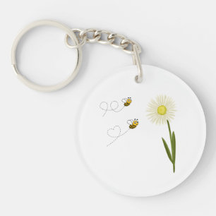 Twee kleine en schattige bijen sleutelhanger