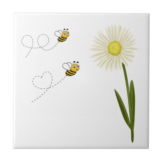 Twee kleine en schattige bijen tegeltje (Voorkant)