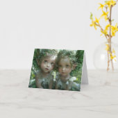 Twee kleine engelen digitale kunst kaart (Gele Bloem)