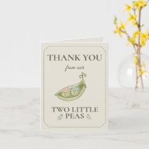 Twee Kleine Erwten Tweeling Baby Shower Bedankkaar