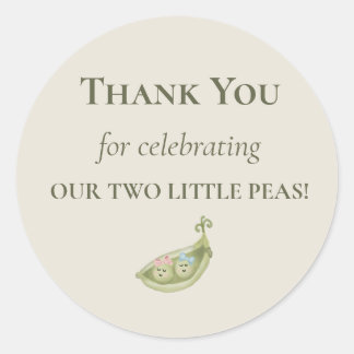 Twee Kleine Erwten Tweeling Baby Shower Favor Dank Ronde Sticker