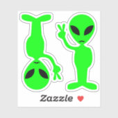 Twee kleine groene snor hipster vrede aliens sticker (Vel)