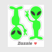 Twee kleine groene vrede aliens sticker (Vel)