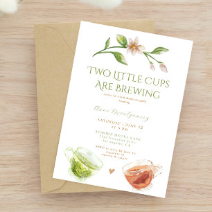 Twee kleine kopjes brouwen Tweeling Baby Shower Kaart