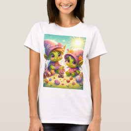 Twee kleine meisjes met een konijn en een konijn t-shirt