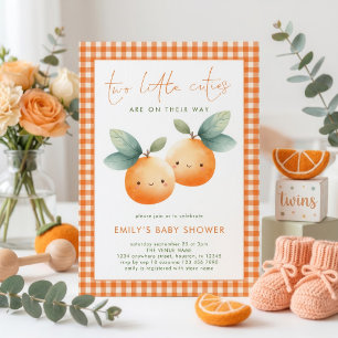Twee Kleine Moppies Gingham Tweeling Baby Shower Kaart