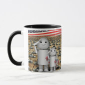 Twee kleine patriottische robots met veel tanks mok (Links)