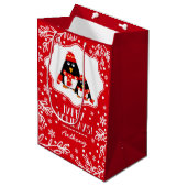 Twee kleine pinguïns Eigen naam Kerstmis Medium Cadeauzakje (Voorkant Gekanteld)