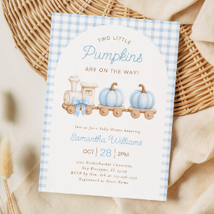 Twee Kleine Pompoenen Jongen Baby Shower Uitnodigi Kaart