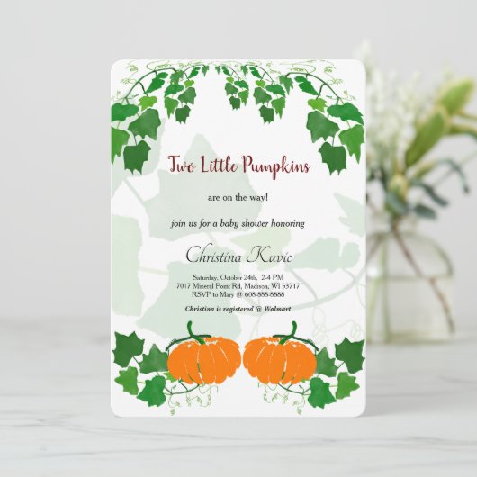 Twee Kleine Pompoenen Kaart (Staand voorkant)
