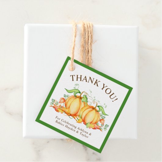 Twee kleine pompoenen tweeling Baby shower dank u Bedankjes Labels (In situ)