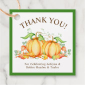 Twee kleine pompoenen tweeling Baby shower dank u Bedankjes Labels (Voorkant)