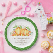 Twee kleine pompoenen tweeling Baby shower Papieren Bordje (Feest)