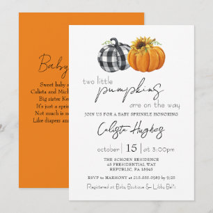 Twee kleine pompoenen Zonnebloem Twins Baby Sprink Kaart