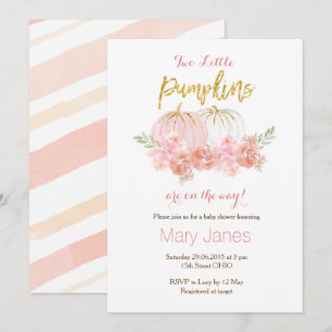 Twee kleine pompoenuitnodiging Twin nodig Kaart