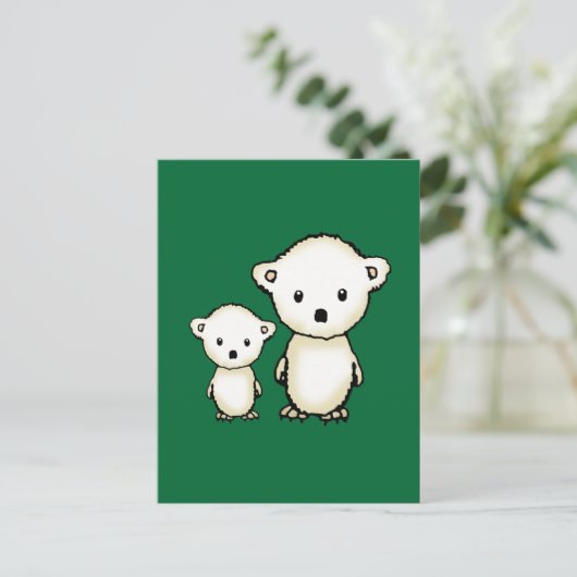 Twee kleine poolse Beren Briefkaart (Staand voorkant)