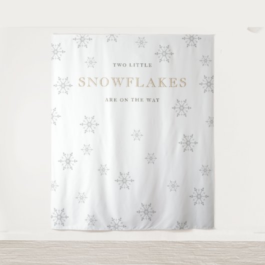 Twee kleine sneeuwvlokken Baby shower achtergrond Wandkleed (Voorkant)