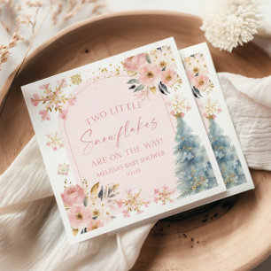 Twee kleine sneeuwvlokken Winter Twins Baby shower Servet