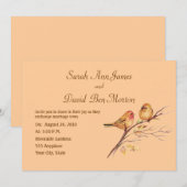 Twee kleine vogelsparren peach Brown Rustige Natuu Kaart (Voorkant / Achterkant)