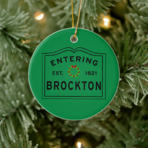 Twee kleuren, Brockton, MA Holiday Wreater Keramisch Ornament