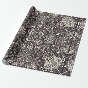 Twee kleuren naadloos patroon. Contour arabi Cadeaupapier