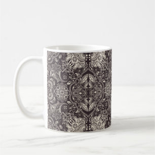 Twee kleuren naadloos patroon. Contour arabi Koffiemok