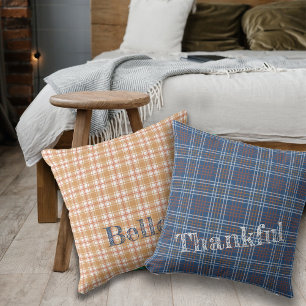 Twee kleuren Thanksgiving mix plaids personalisere Kussen