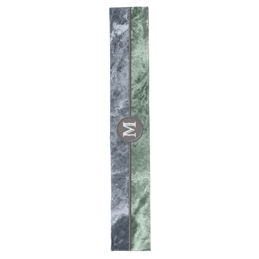 Twee kleurenmarmer-monogram - Kies uw kleuren Lange Tafelloper (Voorkant)