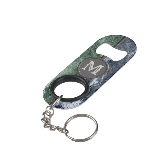 Twee kleurenmarmer-monogram - Kies uw kleuren Mini Flessenopener (Achterkant Gekanteld)