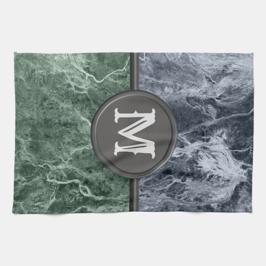 Twee kleurenmarmer-monogram - Kies uw kleuren Theedoek (Horizontaal)