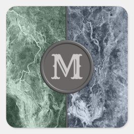 Twee kleurenmarmer-monogram - Kies uw kleuren Vierkante Sticker