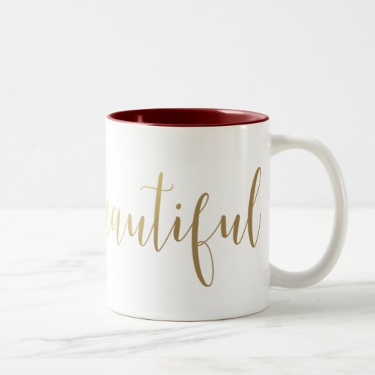 Twee-kleurenmassa, 325 ml Hello Beautiful Gold Tweekleurige Koffiemok (Rechts)