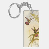 Twee kleurige Hummingvogels die op dezelfde bloem  Sleutelhanger (Voorkant Links)