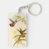 Twee kleurige Hummingvogels die op dezelfde bloem  Sleutelhanger (achterkant)