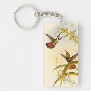 Twee kleurige Hummingvogels die op dezelfde trap w Sleutelhanger