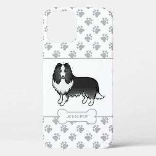 Twee-kleurige Sheltie Met Pooten, Hondenbot En Naa iPhone 12 Hoesje