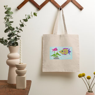Twee kleurige vissen tote bag